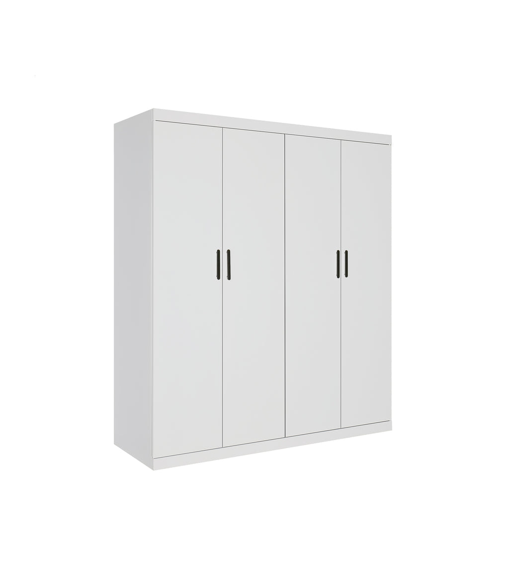 Elegant White Gloss 4-Door Wardrobe with Storage