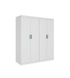 Elegant White Gloss 4-Door Wardrobe with Storage