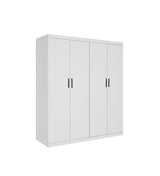 Elegant White Gloss 4-Door Wardrobe with Storage