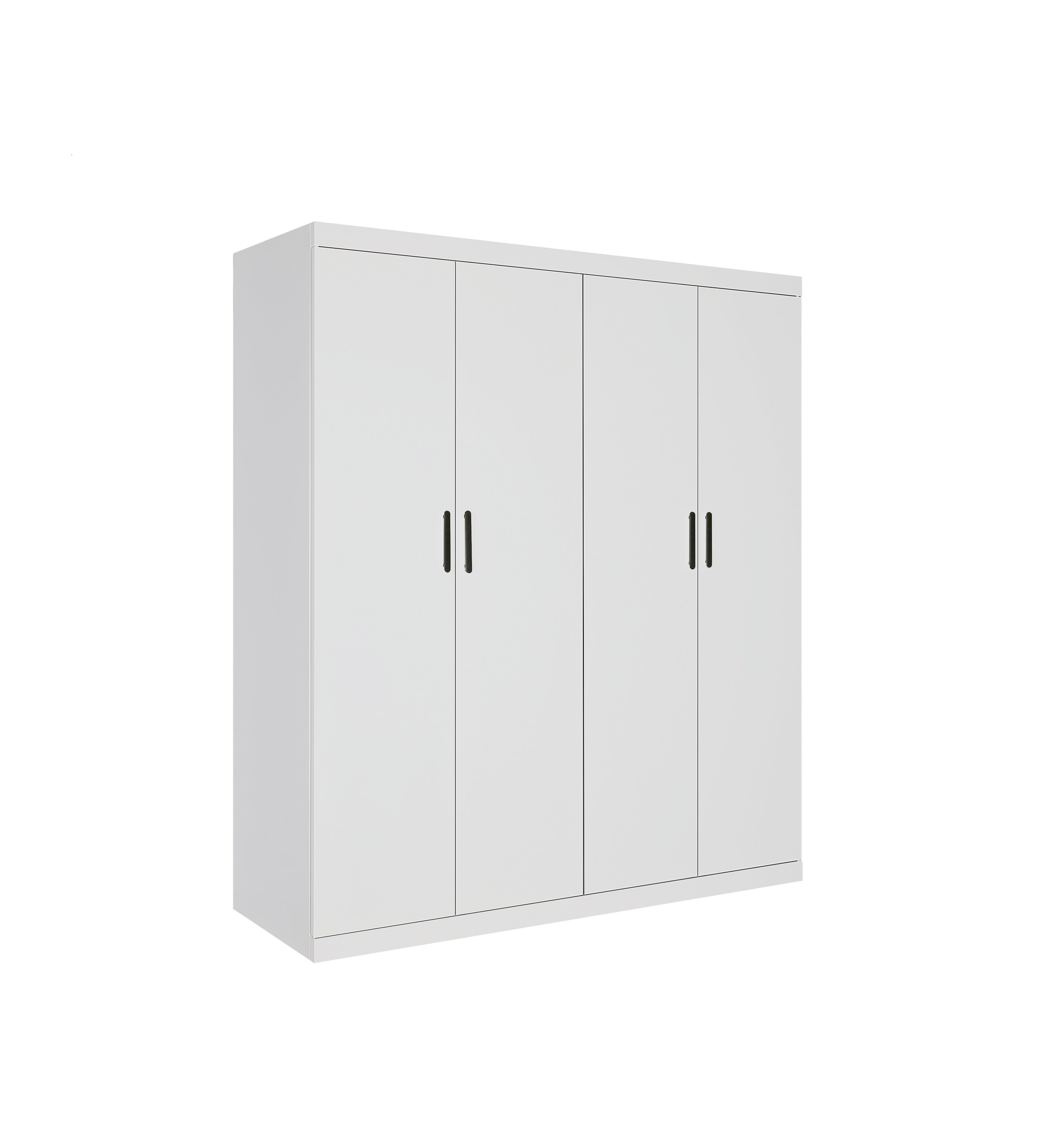 Elegant White Gloss 4-Door Wardrobe with Storage