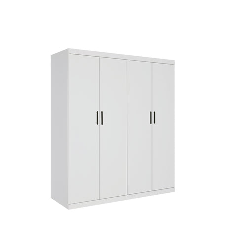 Elegant White Gloss 4-Door Wardrobe with Storage