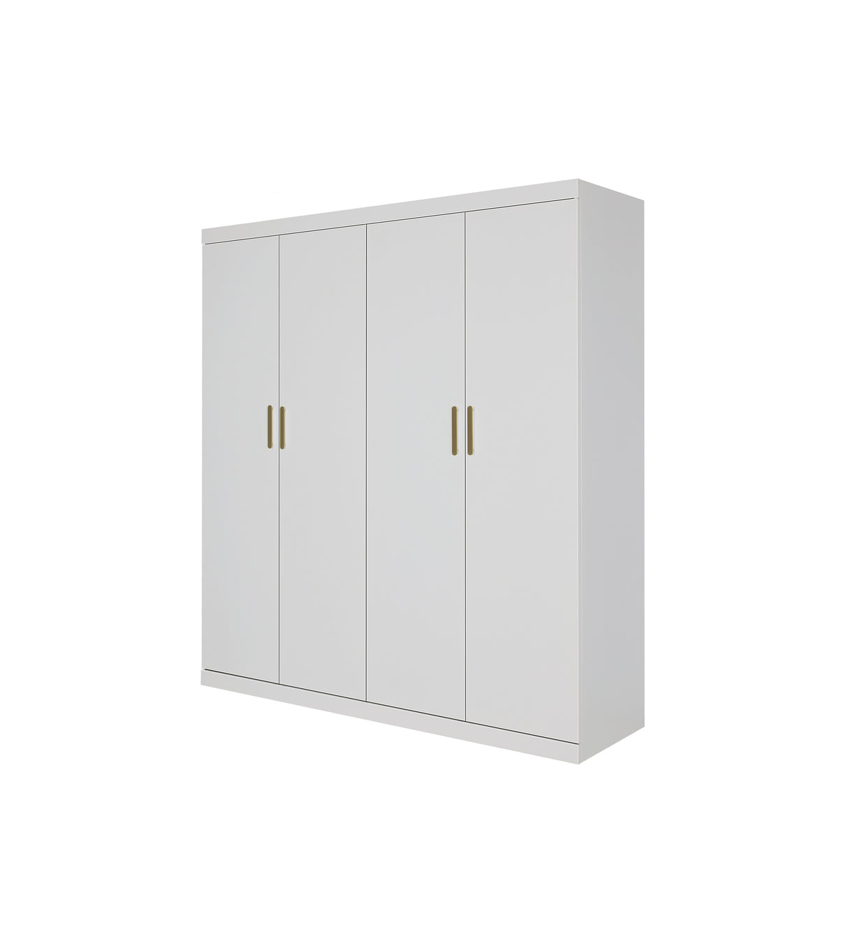 Elegant White Gloss 4 Door Wardrobe with Gold Handles
