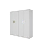 Elegant White Gloss 4 Door Wardrobe with Gold Handles