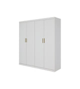 Elegant White Gloss 4 Door Wardrobe with Gold Handles