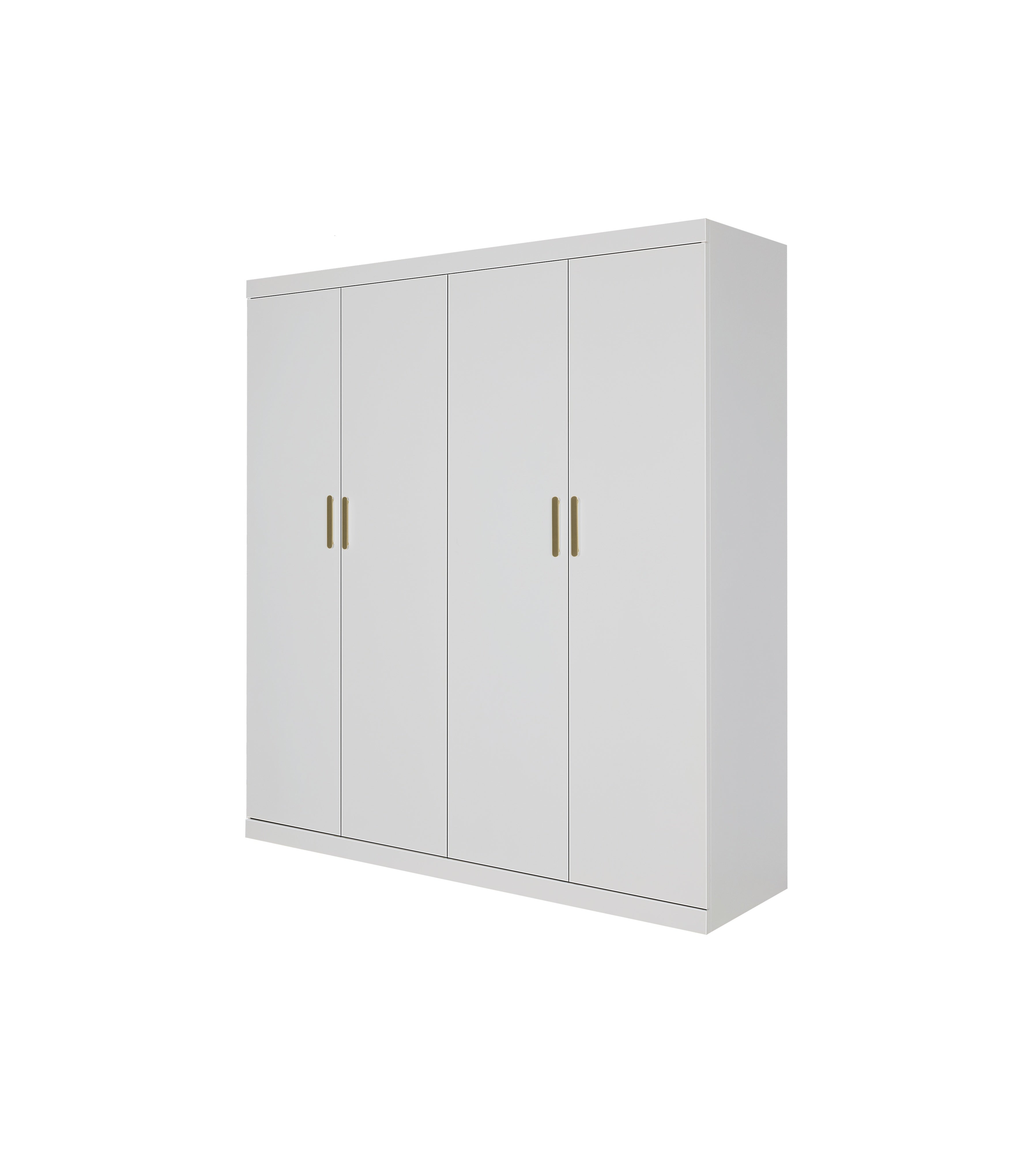 Elegant White Gloss 4 Door Wardrobe with Gold Handles
