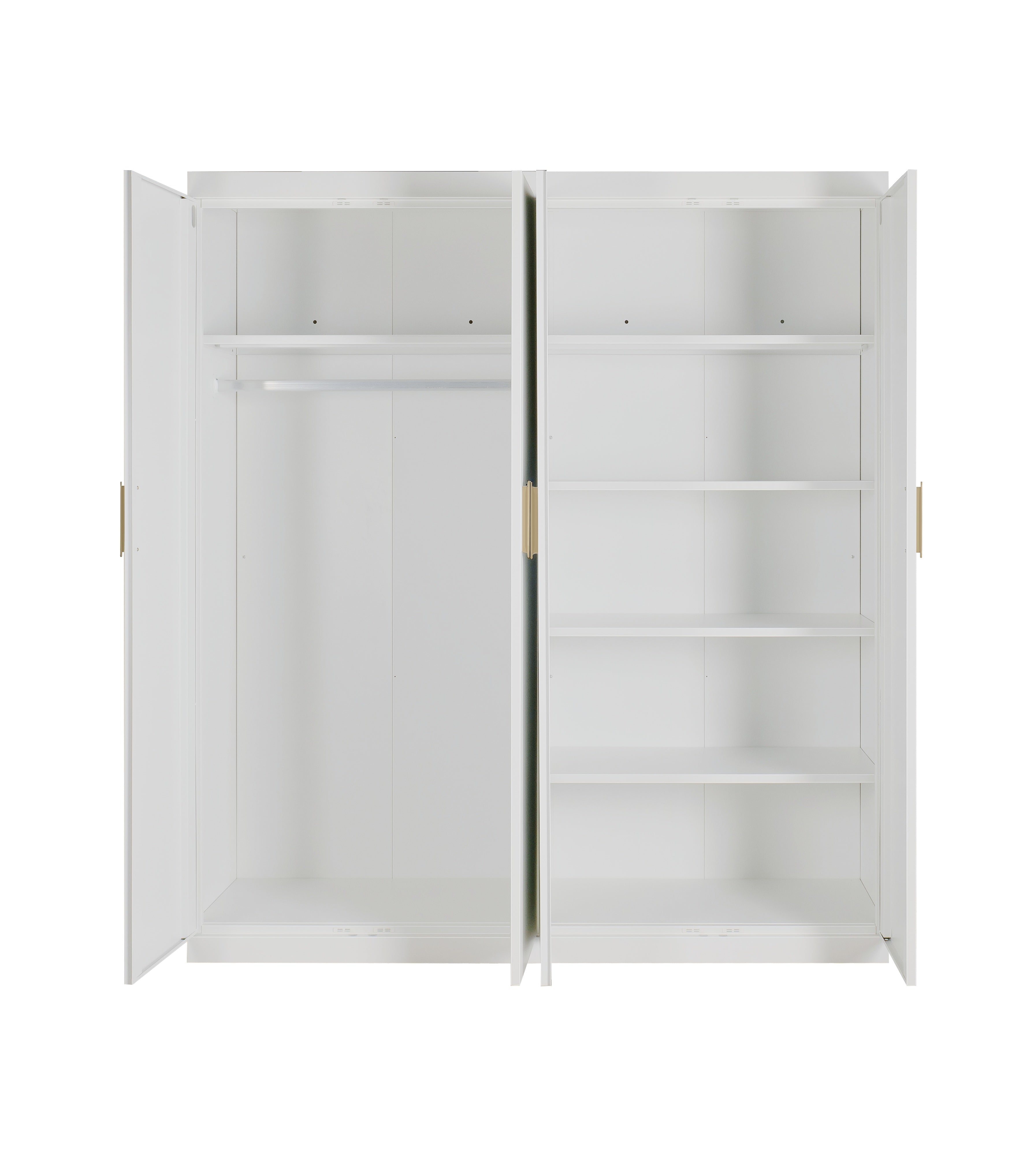 Elegant White Gloss 4 Door Wardrobe with Gold Handles