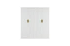 Elegant White Gloss 4 Door Wardrobe with Gold Handles