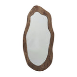 Mid Century Asymmetric Wood Framed Wall Mirror 49x100cm