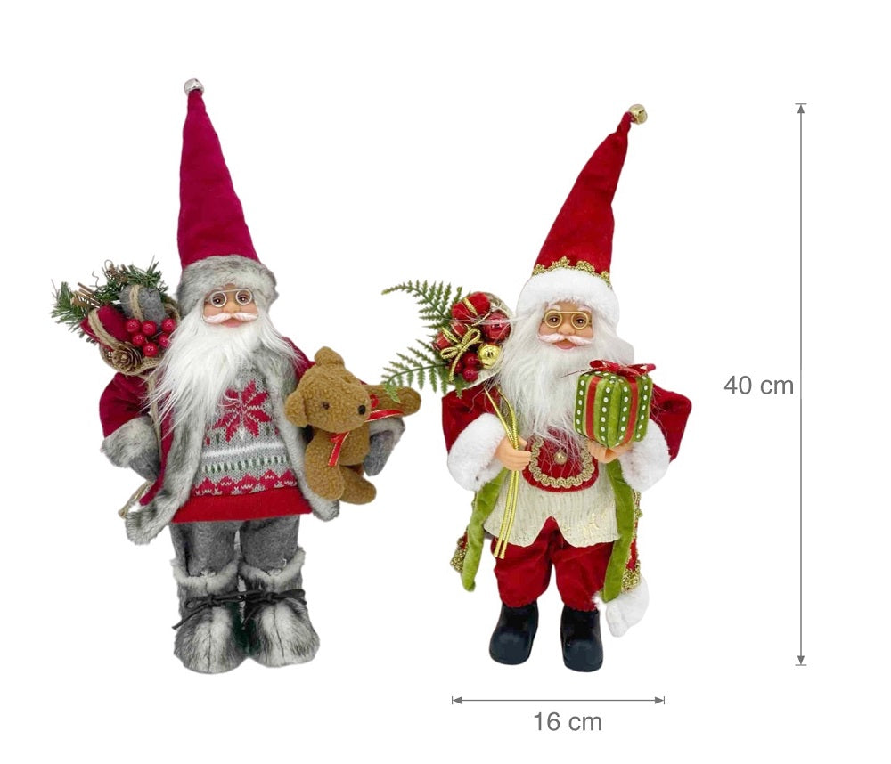 Assorted Plush Standing Santa Set of 6