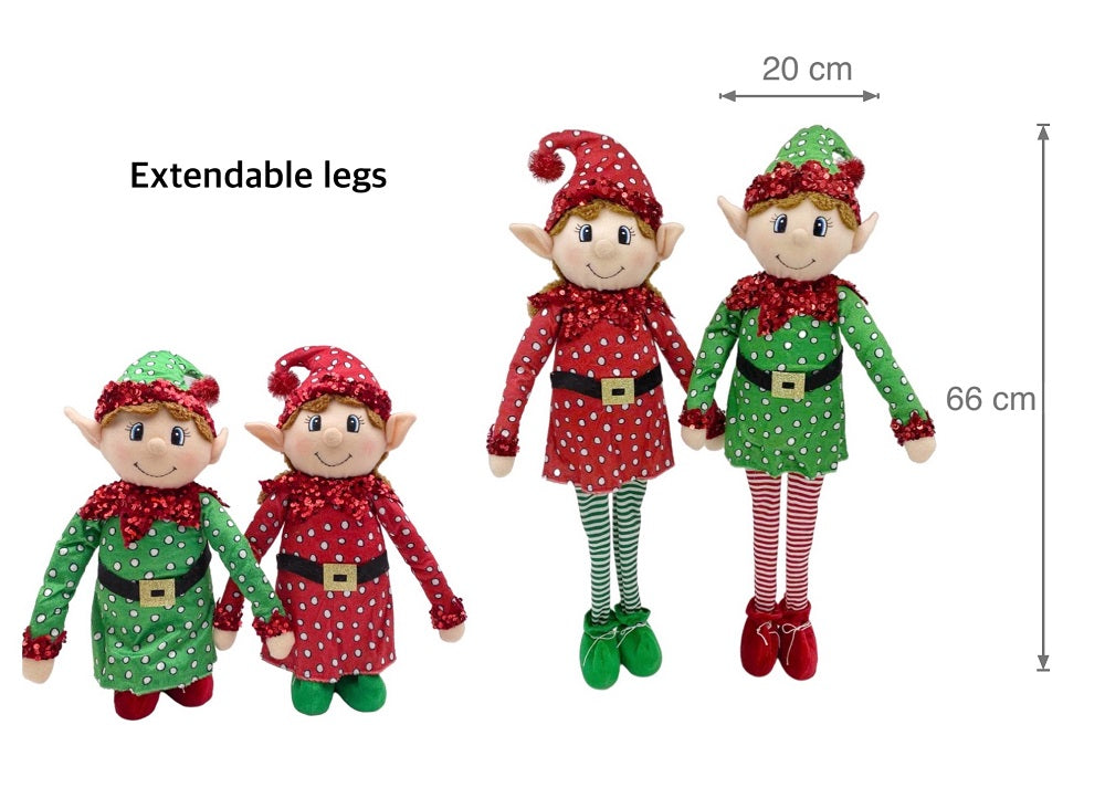 Elegant Plush Extendable Standing Elves - Assorted