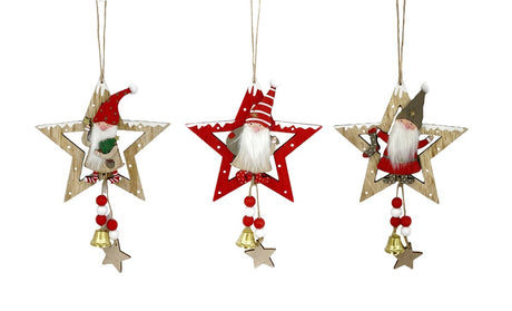 Elegant Xmas Hanging Santa Star Set - 12 Pieces