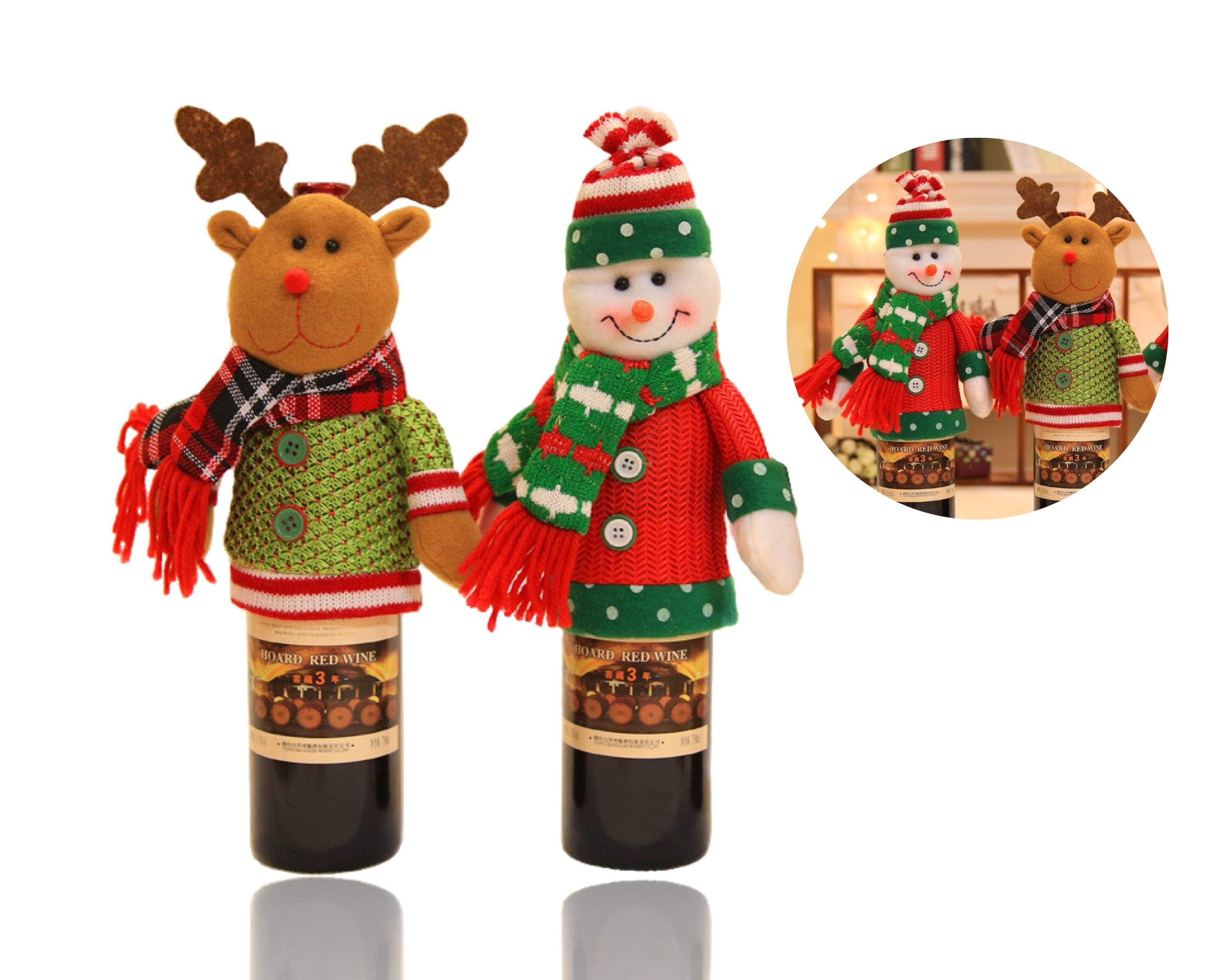 Xmas Bottle Costume Assortment: Reindeer & Snowman