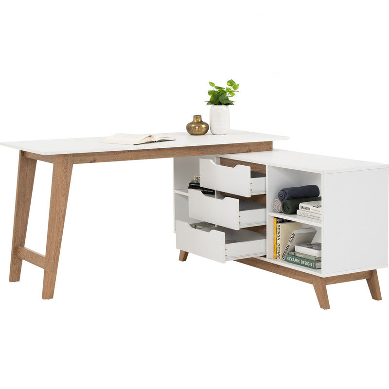 Mando Elegant White and Oak Study Desk