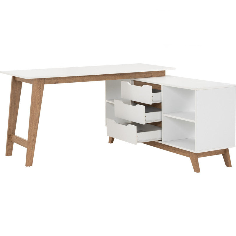 Mando Elegant White and Oak Study Desk
