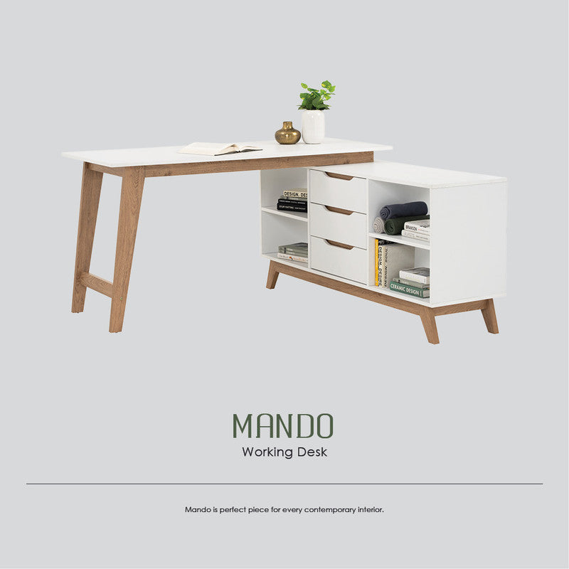 Mando Elegant White and Oak Study Desk