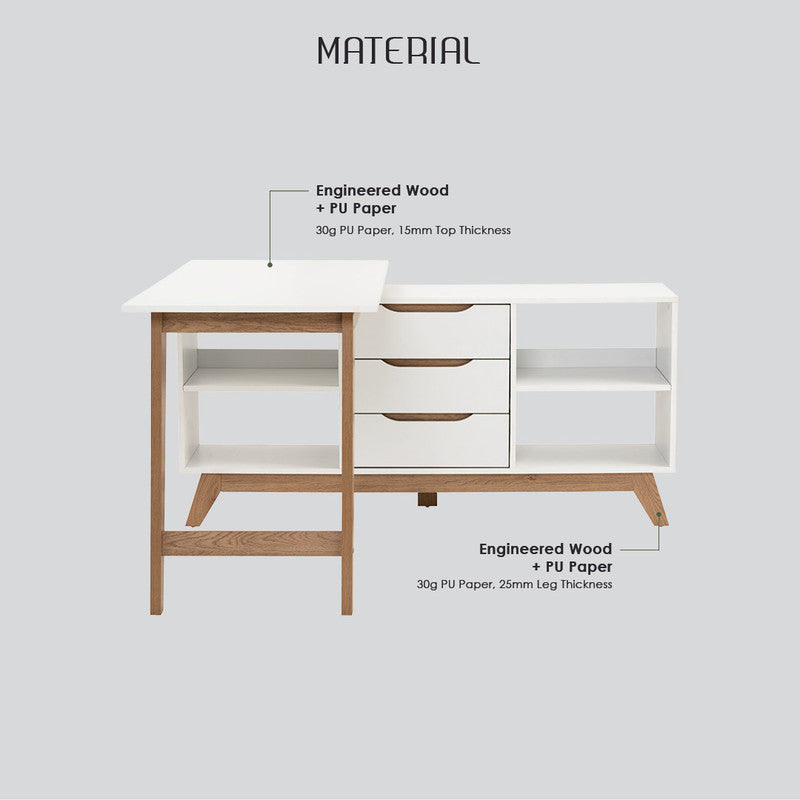Mando Elegant White and Oak Study Desk