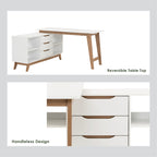 Mando Elegant White and Oak Study Desk