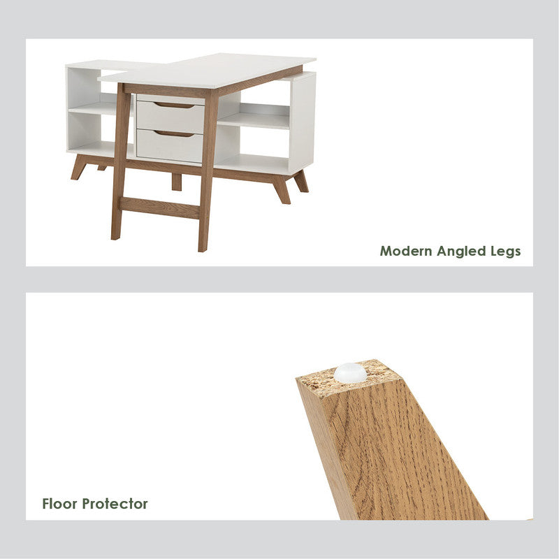 Mando Elegant White and Oak Study Desk