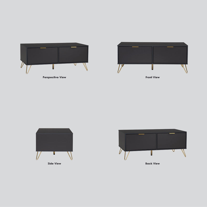 Volos Modern Gold and Black Coffee Table