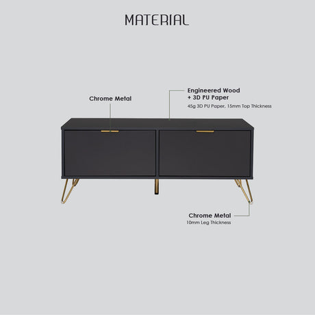 Volos Modern Gold and Black Coffee Table