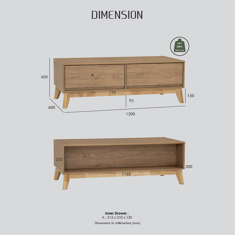Hirado Modern Solid Wood Coffee Table