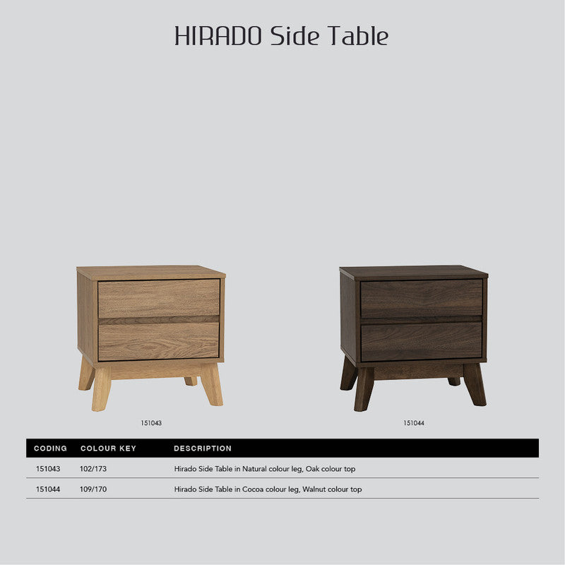 Hirado Bedside Table - Various Colours