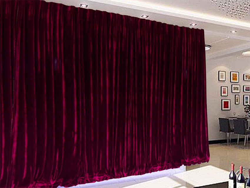 Burgundy 4-Way Stretch Velvet Curtains 600x265cm
