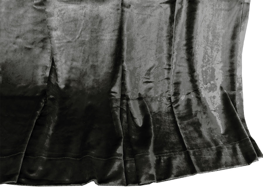 Plush Grey Velvet Curtains with Hooks