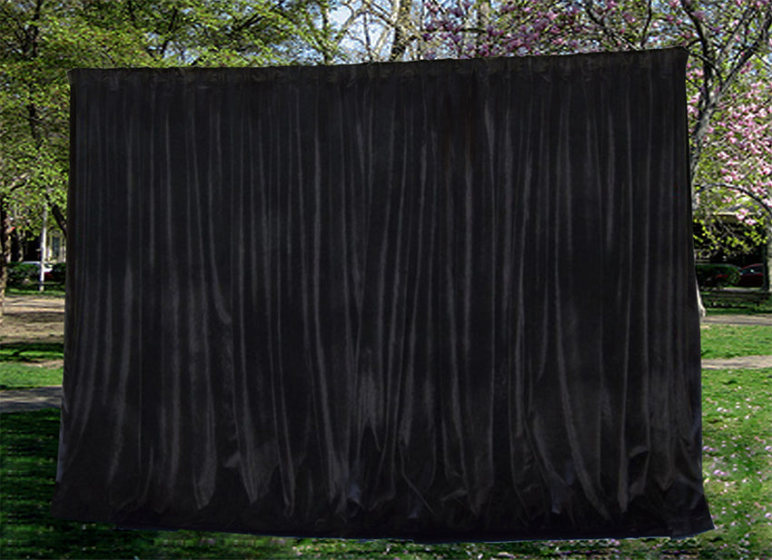 Thick Faux Mink Velvet Black Curtains Pair