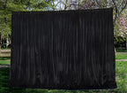 Thick Faux Mink Velvet Black Curtains Pair
