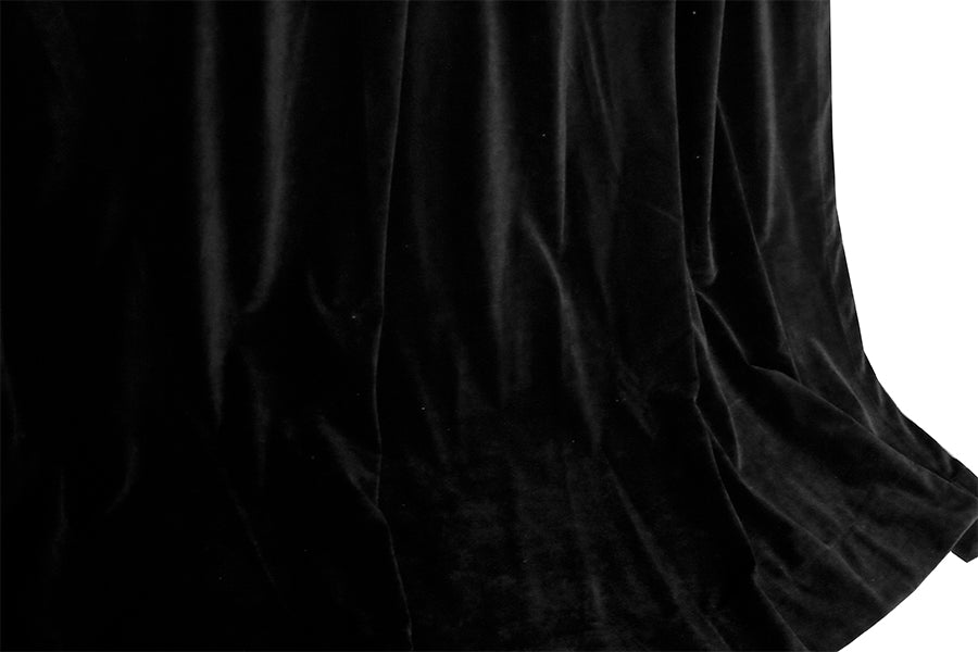Thick Faux Mink Velvet Black Curtains Pair