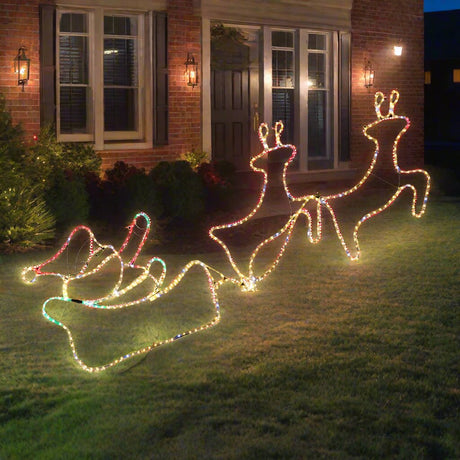 Double Reindeer Sleigh LED Twinkle Ropelight