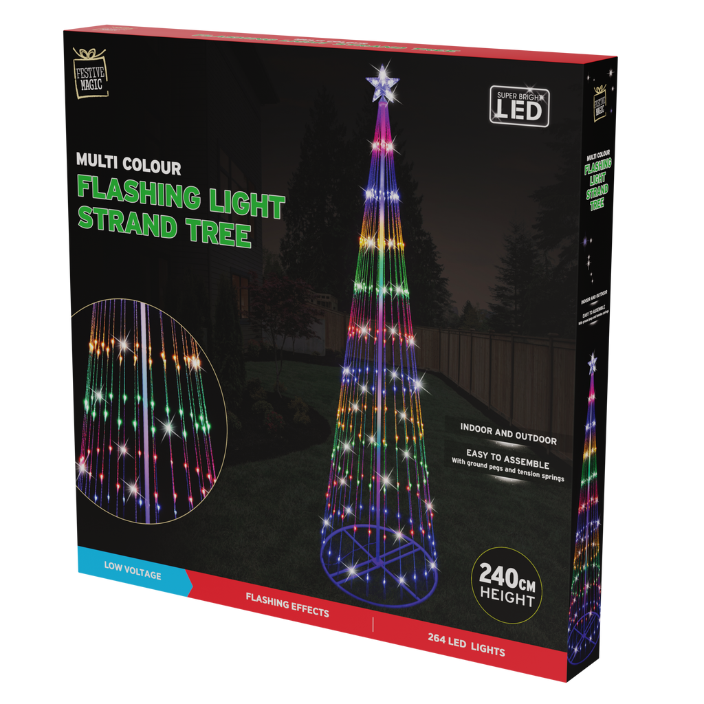Multicolor LED Digital Strands Tree 2.4m
