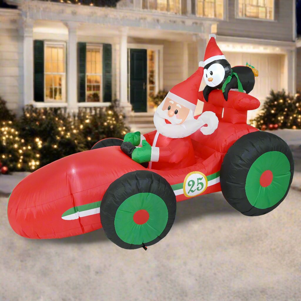 Inflatable Santa Race Car - 225cm Holiday Decor