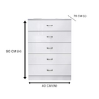 Elegant 5-Layer White Drawer Chest with Bedside Table