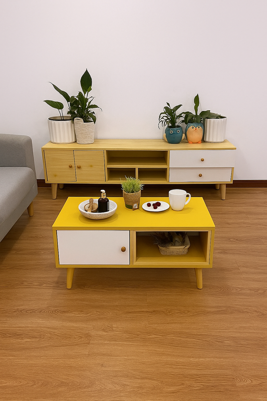 NNECN Contemporary TV Stand and Coffee Table Set