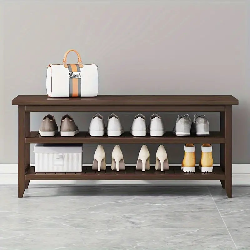 Elegant Bamboo Shoe Changing Stool Rack