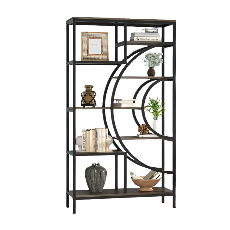 Industrial Geometric 8-Tier Bookcase