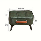 Plush Vintage Green Black Short Stool