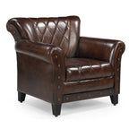 Chocolate Leather Studded Arm Chair