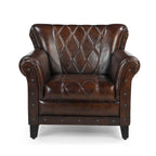 Chocolate Leather Studded Arm Chair