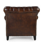 Chocolate Leather Studded Arm Chair