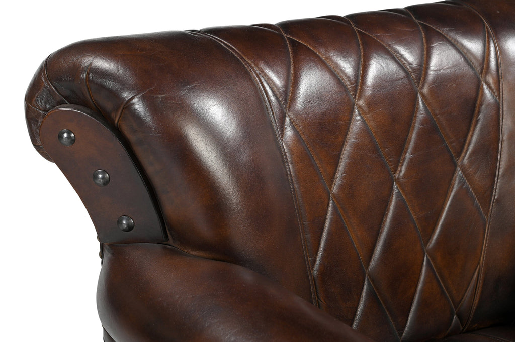 Chocolate Leather Studded Arm Chair
