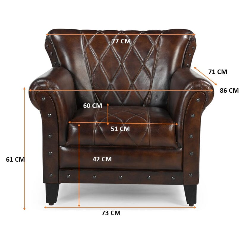 Chocolate Leather Studded Arm Chair