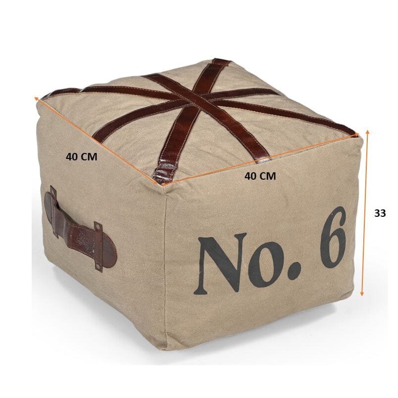 Chic No 6 Square Leather Ottoman