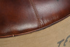 Vintage Round Leather & Canvas Ottoman