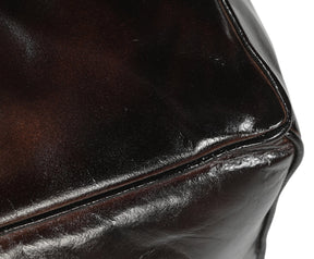 Square Chocolate Leather Ottoman