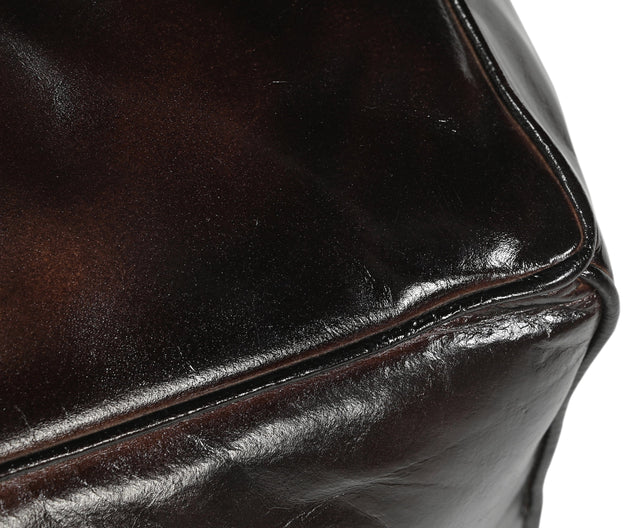 Square Chocolate Leather Ottoman