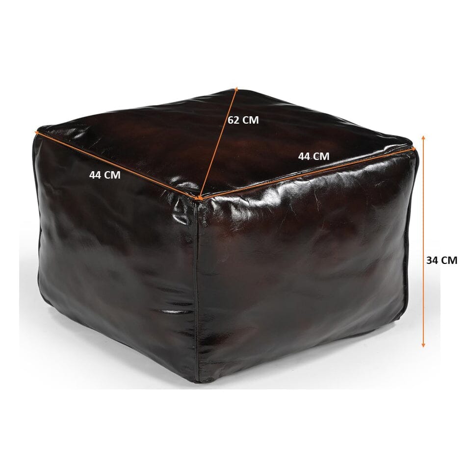 Square Chocolate Leather Ottoman