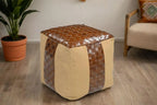 Genuine Leather & Canvas Artisan Ottoman